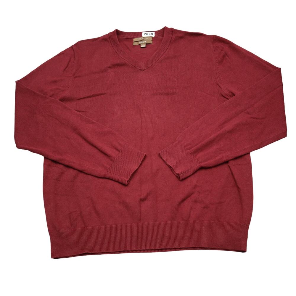 Merona Sweater Men Large Red Long Sleeve Casual Pullover Outdoor Golf Pima